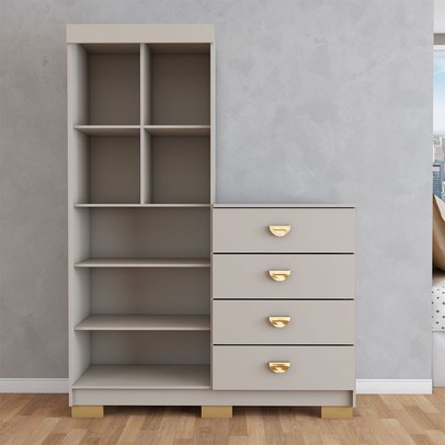 Cômoda Roupeiro Ingleses 2 Portas 4 Gavetas Fendi - Panorama Móveis