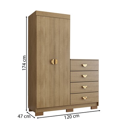 Cômoda Roupeiro Ingleses 2 Portas 4 Gavetas Nature - Panorama Móveis