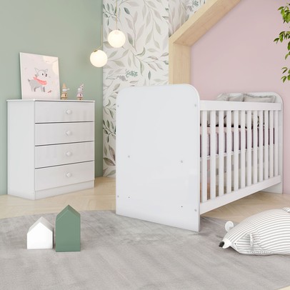 Quarto de Bebê Completo Labirinto 4 Gavetas Branco - Henn