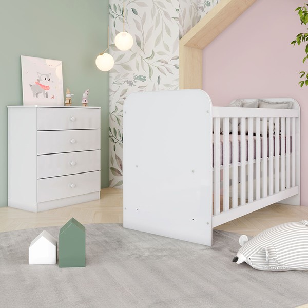 Quarto de Bebê Completo Labirinto 4 Gavetas Branco - Henn