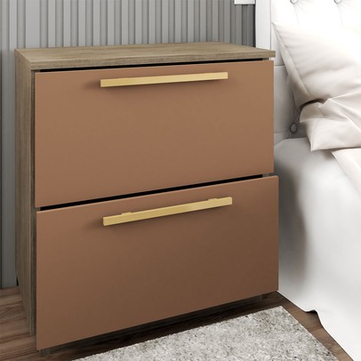 Mesa de Cabeceira Dubai 2 Gavetas Nature/Camarim - panorama Móveis