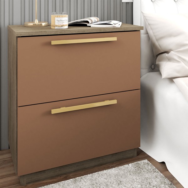 Mesa de Cabeceira Dubai 2 Gavetas Nature/Camarim - panorama Móveis