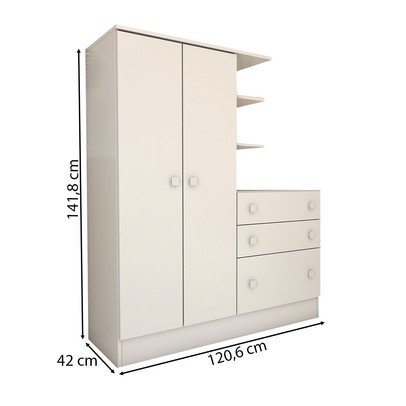 Guarda-Roupa Infantil com Cômoda Colorê 2 Portas 3 Gavetas Branco - Panorama Móveis