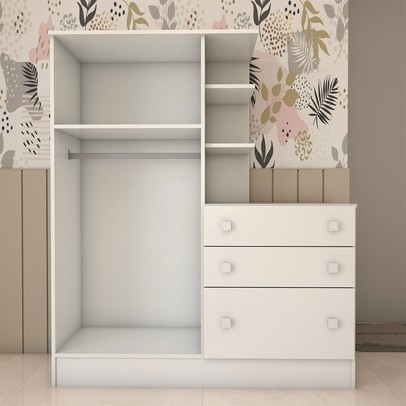 Guarda-Roupa Infantil com Cômoda Colorê 2 Portas 3 Gavetas Branco - Panorama Móveis