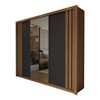 Guarda-Roupa Casal Uruguai 3 Portas 2 Gavetas Flex com Espelho Amêndola Nude/Preto Prime Tx - Panorama Móveis