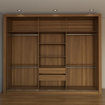 Guarda-Roupa Casal Uruguai 3 Portas 2 Gavetas Flex com Espelho Amêndola Nude/Preto Prime Tx - Panorama Móveis