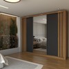 Guarda-Roupa Casal Uruguai 3 Portas 2 Gavetas Flex com Espelho Preto Prime Tx/Amêndola Nude - Panorama Móveis