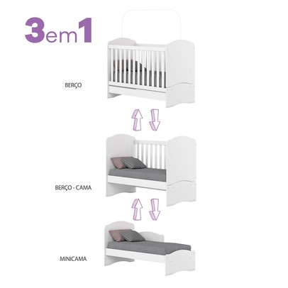 Quarto de Bebê Completo Bala de Menta 3 Portas 2 Gavetas Branco - Henn