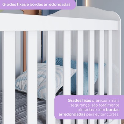 Quarto de Bebê Completo Bala de Menta 3 Portas 2 Gavetas Branco - Henn