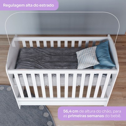 Quarto de Bebê Completo Bala de Menta 3 Portas 2 Gavetas Branco - Henn