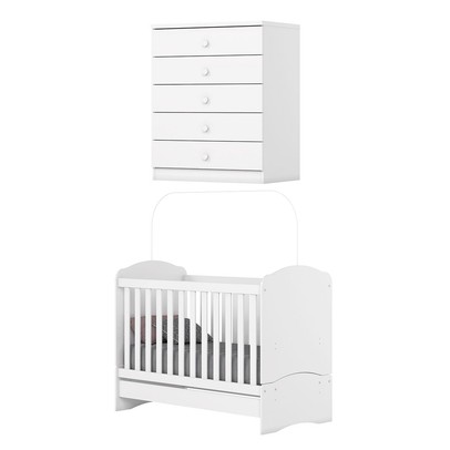 Quarto de Bebê Completo Bala de Menta 5 Gavetas Branco - Henn