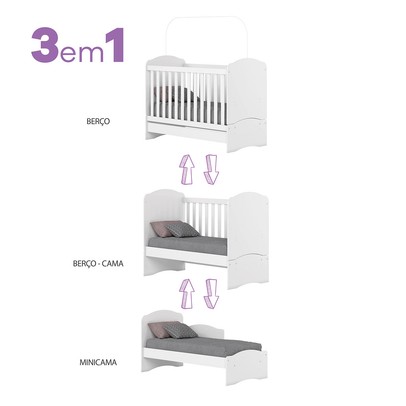 Quarto de Bebê Completo Bala de Menta 5 Gavetas Branco - Henn