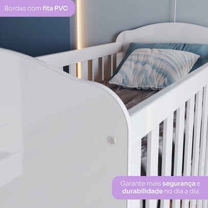 Quarto de Bebê Completo Bala de Menta 5 Gavetas Branco - Henn