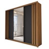 Guarda-Roupa Casal Argentina 3 Portas 2 Gavetas Flex com Espelho Preto Prime Tx/Amêndola Nude - Panorama Móveis