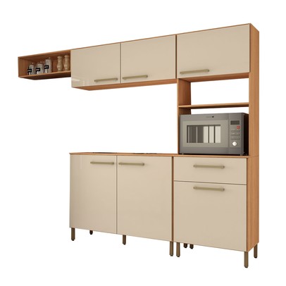 Cozinha Compacta Manu 6 Portas 1 Gaveta Cinamomo/Off White - Panorama Móveis