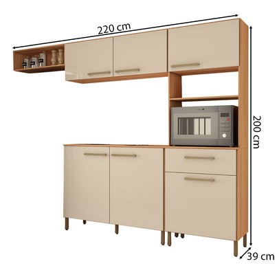 Cozinha Compacta Manu 6 Portas 1 Gaveta Cinamomo/Off White - Panorama Móveis