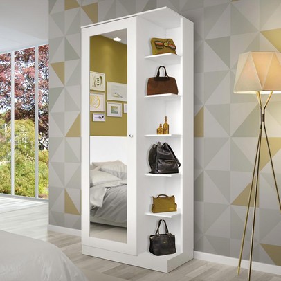 Sapateira Duetto 1 Porta Espelhada Branco Hp - Henn