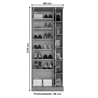 Sapateira Duetto 1 Porta Espelhada Branco Hp - Henn