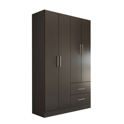 Guarda-Roupa Solteiro Paraná 4 Portas 2 Gavetas Preto - Panorama Móveis