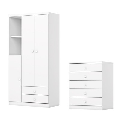 Quarto de Bebê Completo Bala de Menta 3 Portas 7 Gavetas Branco - Henn