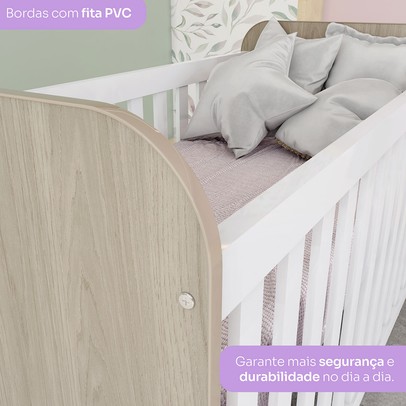 Quarto de Bebê Completo Labirinto 2 Portas 2 Gavetas Rústico/Branco - Henn