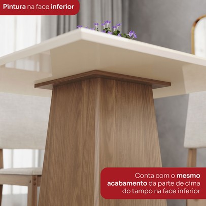 Mesa de Jantar 4 Lugares Dora Nature/Off White/Linho - Henn