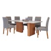 Mesa de Jantar 6 Lugares Ester Clarice com Vidro Ripado Cinamomo/Off White/Grafite - Cimol