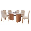 Mesa de Jantar 6 Lugares Ester Paola com Vidro Cinamomo/Off White/Nude - Cimol