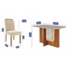 Mesa de Jantar 4 Lugares Louise Paola com Vidro Cinamomo/Off White/Nude - Cimol