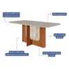 Mesa de Jantar 6 Lugares Louise Fernanda com Vidro Cinamomo/Off White/Nude - Cimol
