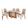 Mesa de Jantar 6 Lugares Louise Fernanda com Vidro Cinamomo/Off White/Nude - Cimol