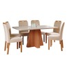 Mesa de Jantar 6 Lugares Maitê Paola com Vidro Cinamomo/Off White/Nude - Cimol