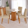Mesa de Jantar 4 Lugares Sophia Maia com Vidro Cinamomo/Off White/Gengibre - Cimol