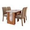 Mesa de Jantar 4 Lugares Valentina Fernanda com Vidro Cinamomo/Off White - Cimol
