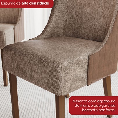 Mesa de Jantar 8 Lugares Olivía com Vidro Nature/Off White/Corano/Caramelo/Creme - Henn