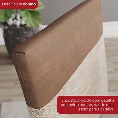 Mesa de Jantar 6 Lugares Natalí com Vidro Nature/Corano/Caramelo/Creme - Henn