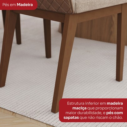 Mesa de Jantar 8 Lugares Olívia com Vidro Nature/Off White/Creme - Henn