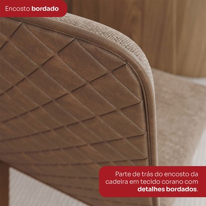 Mesa de Jantar 8 Lugares Olívia com Vidro Nature/Off White/Creme - Henn