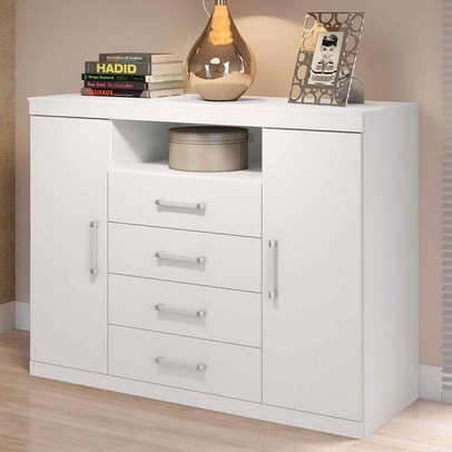 Cômoda Lincon 2 Portas 4 Gavetas Branco - Pnr Móveis