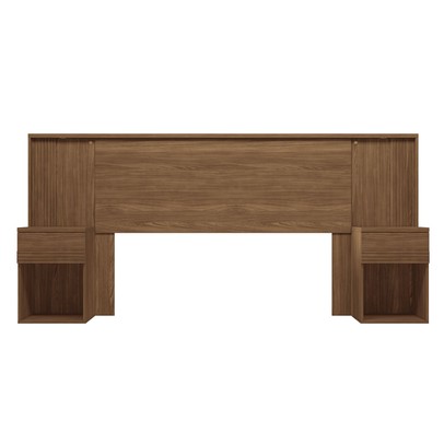 Cabeceira Casal Tennesse 2 Gavetas Ripado com Led Jatoba - Pnr Móveis