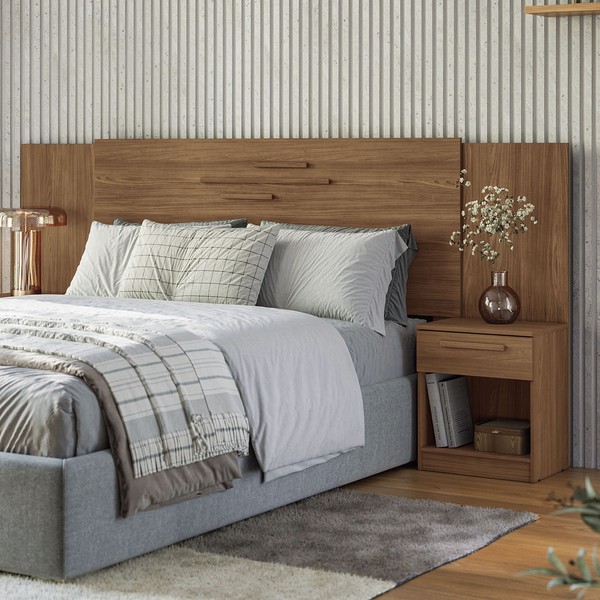 Cabeceira Casal Atlanta 2 Gavetas Jatoba - Pnr Móveis