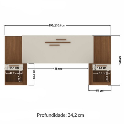 Cabeceira Casal Atlanta 2 Gavetas Jatoba/Areia - Pnr Móveis