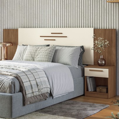 Cabeceira Casal Atlanta 2 Gavetas Jatoba/Areia - Pnr Móveis