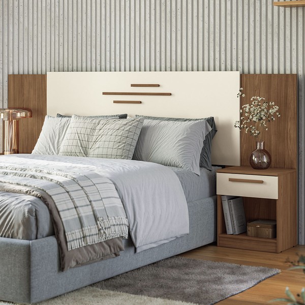 Cabeceira Casal Atlanta 2 Gavetas Jatoba/Areia - Pnr Móveis