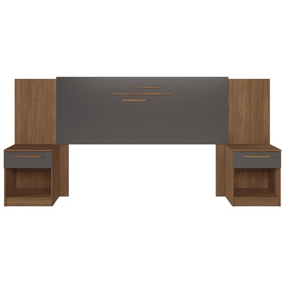 Cabeceira Casal Atlanta 2 Gavetas Jatoba/Grafite - Pnr Móveis