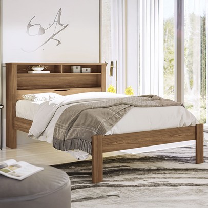 Cama Casal Omaha 1 Porta com Baú Jatoba - Pnr Móveis
