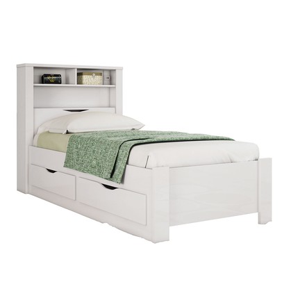 Cama Solteiro Omaha 1 Porta 2 Gavetas com Tomada Branco - Pnr Móveis