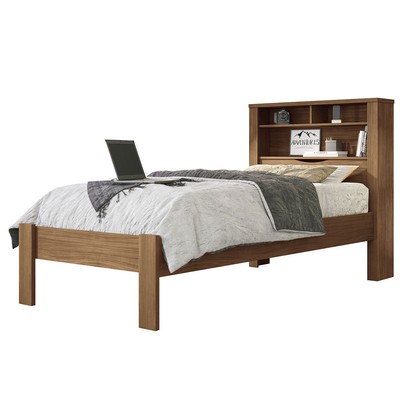 Cama Solteiro Omaha 1 Porta com Baú e Tomada Jatoba - Pnr Móveis