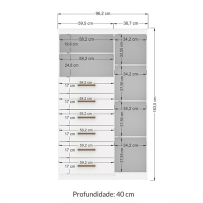 Cômoda Califórnia 1 Porta 6 Gavetas Branco - Pnr Móveis