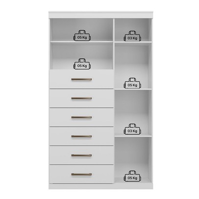 Cômoda Califórnia 1 Porta 6 Gavetas Branco - Pnr Móveis